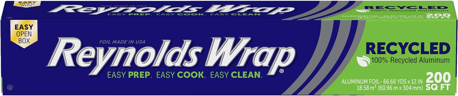 Reynolds Wrap Recycled Aluminum Foil, 200 Square Foot Roll - 24hrsmart